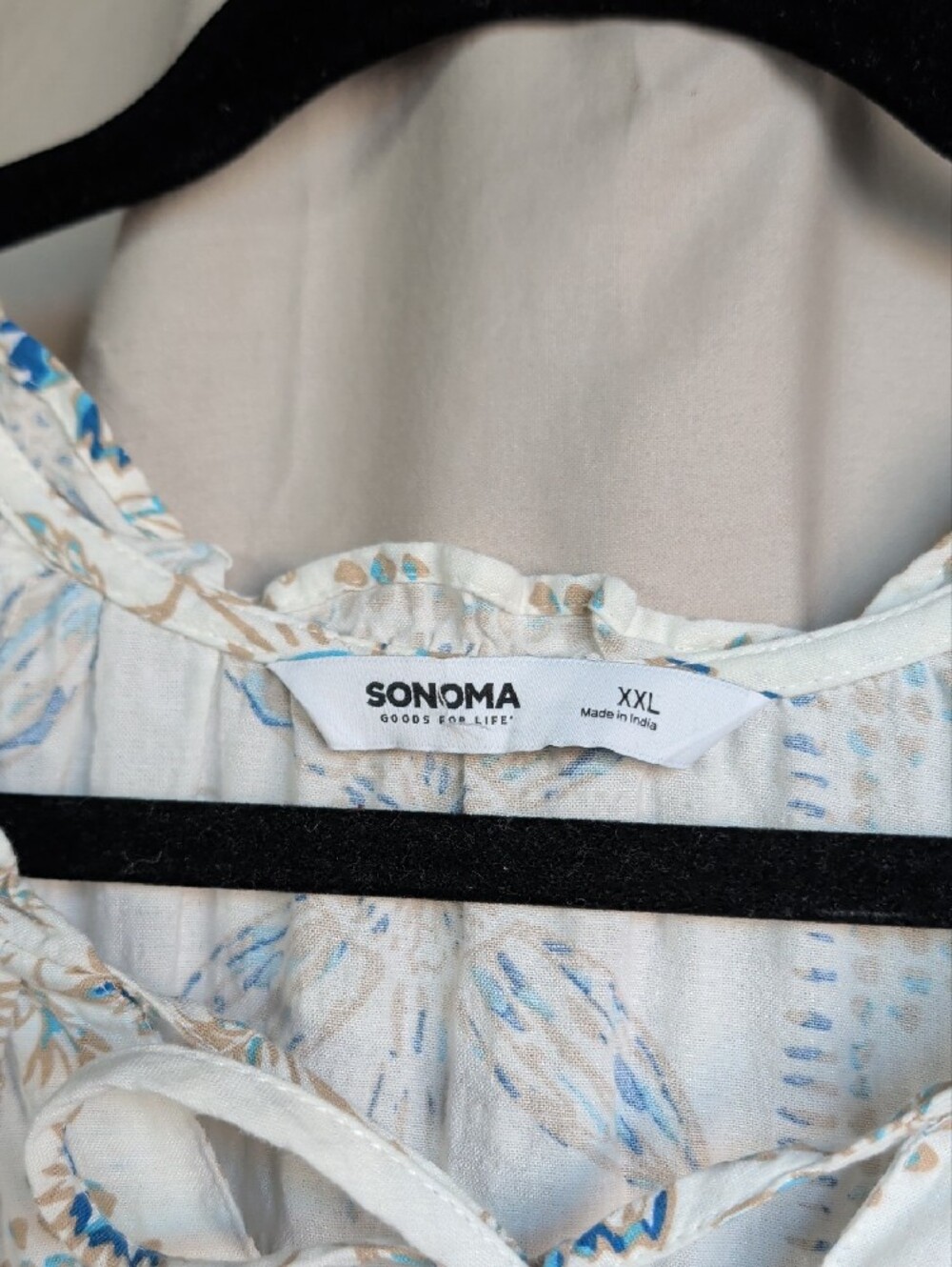 Sonoma White Midi Dress with Light Blue and Tan Floral Print Boho Resort Coastal - Picture 4 of 8